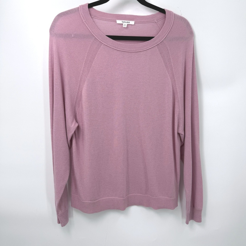 Splendid Sweater Womens XS Pink Raglan Sleeve Lightweight Knit Preppy Minimalist